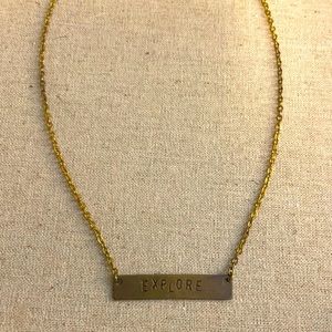 Jook Nona Tag Necklace Engraved 18K Gold BAR DAINTY “Explore” Slogan